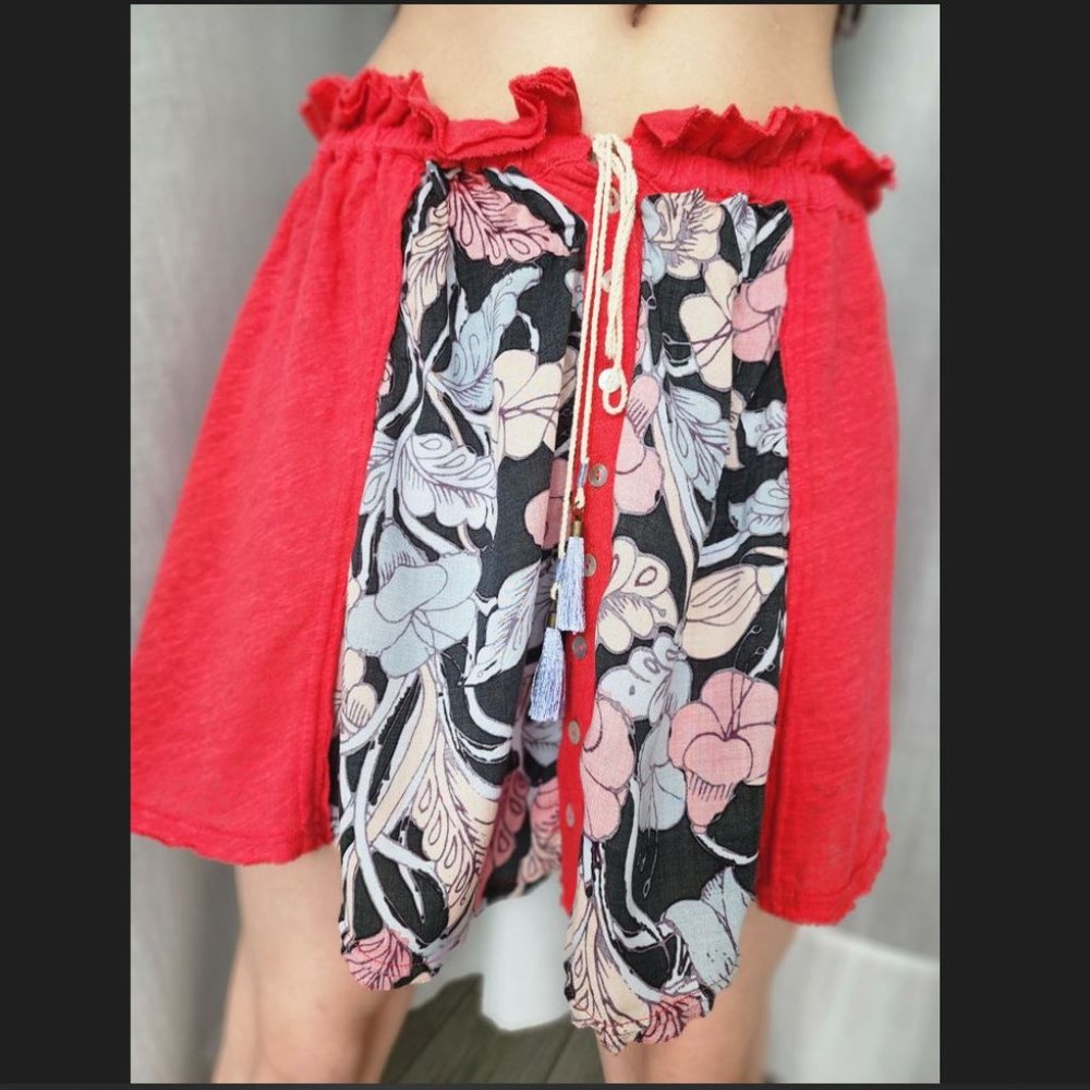 Free People - Flowy Red Skirt - Sierra Tube Top